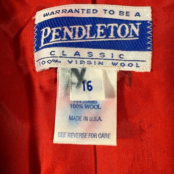 Vintage 90's Pendleton Classics Red Virgin Wool Blazer Jacket Women’s 16 - Picture 8 of 12